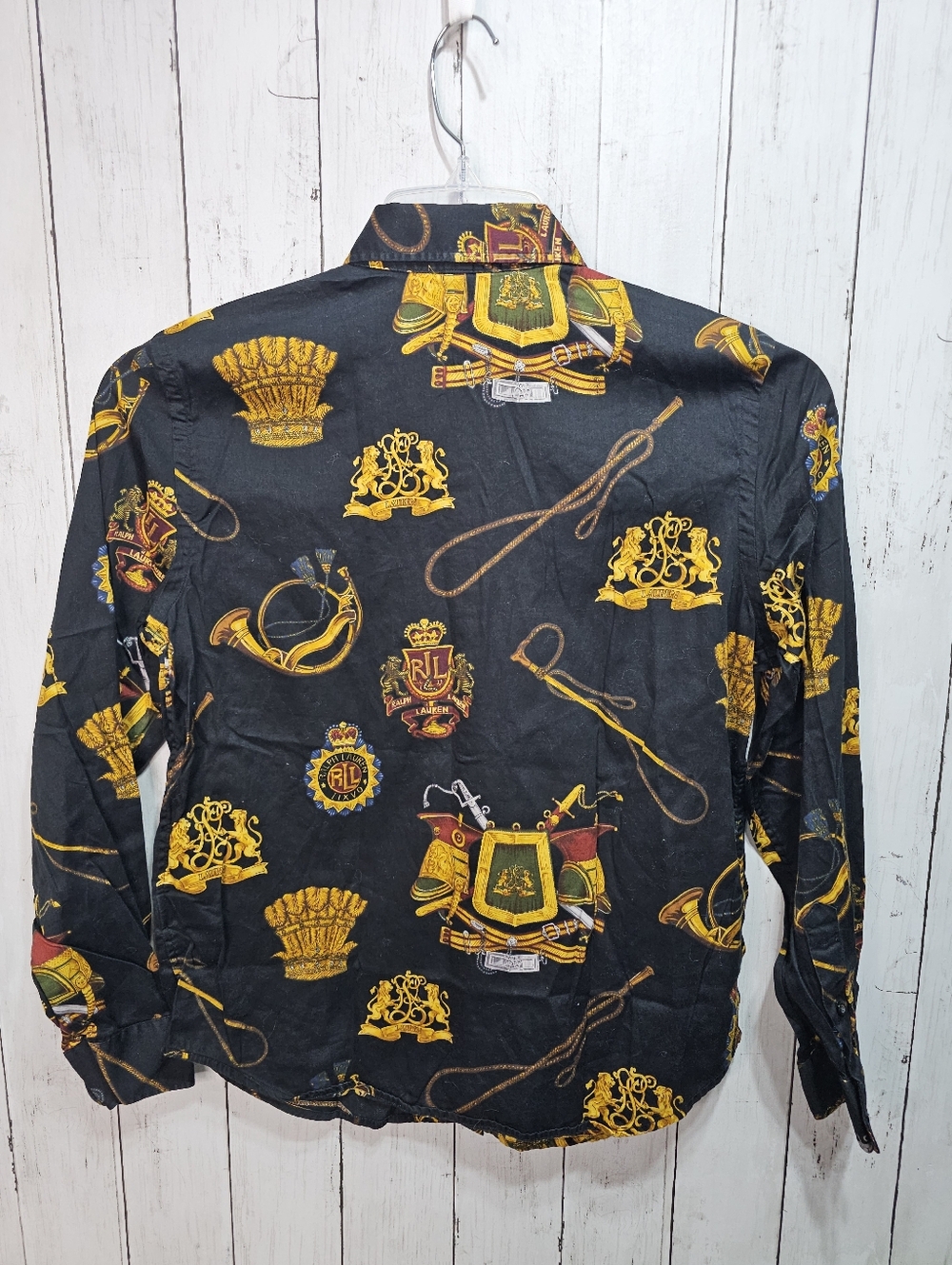 Vintage Ralph Lauren LRL Black Equestrian Crest Iconic Shirt Size Medium Petite. - Picture 10 of 10